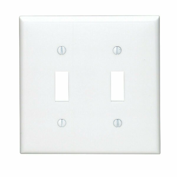Leviton 2-Gang Thermoplastic Nylon Toggle Switch Wall Plate, White 002-80709-00W